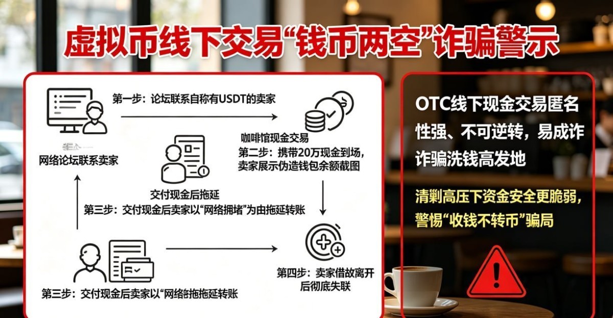 虚拟币线下交易“钱币两空”诈骗频发，USDT当面交易风险极高